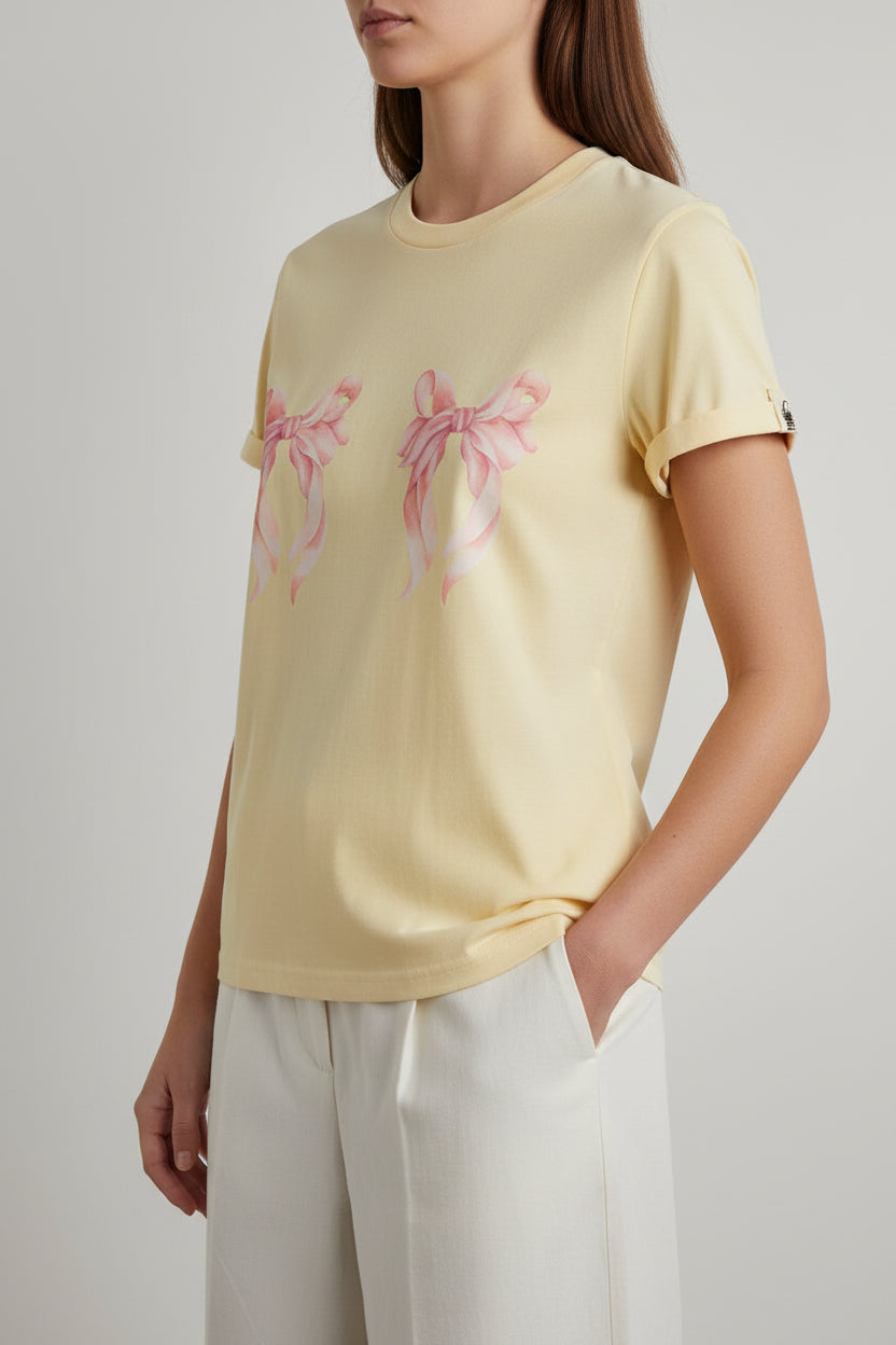 Damen T-Shirt mit Schleifen aus Bio-Baumwolle